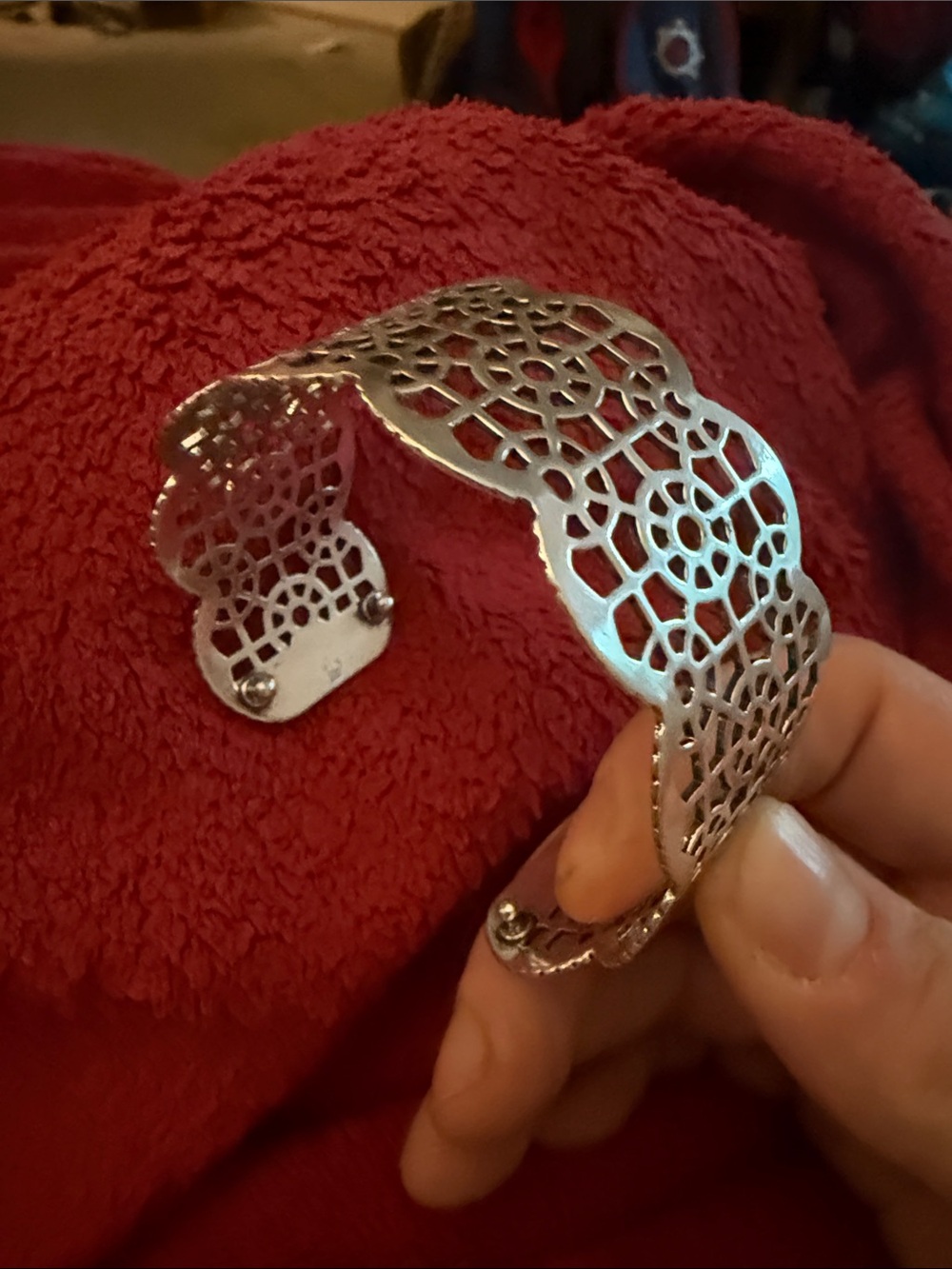 Elegant Silver Filigree Cuff Bracelet - Women's Accessory